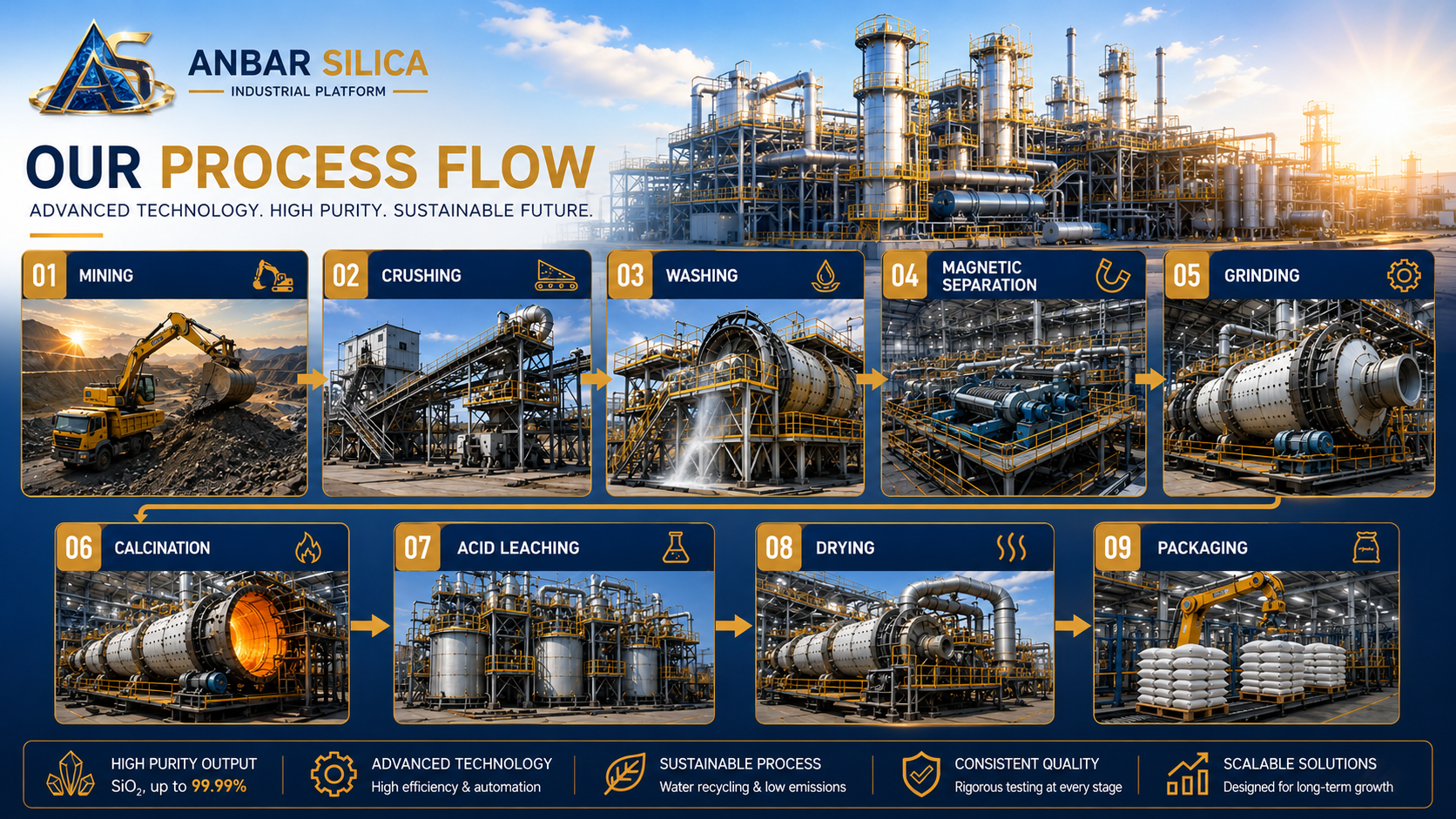 Anbar Silica industrial process flow